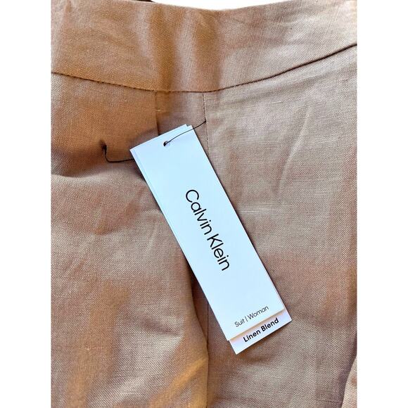 Calvin Klein Linen Tapered Ankle Dress Pants | Women Plus 22W, Khaki NEW $109 - Picture 11 of 11